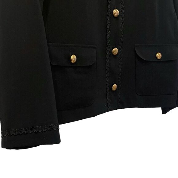 Vintage Gianni Petites Wool Black Cropped Gold Button Lady Jacket Size 12 - Picture 4 of 10
